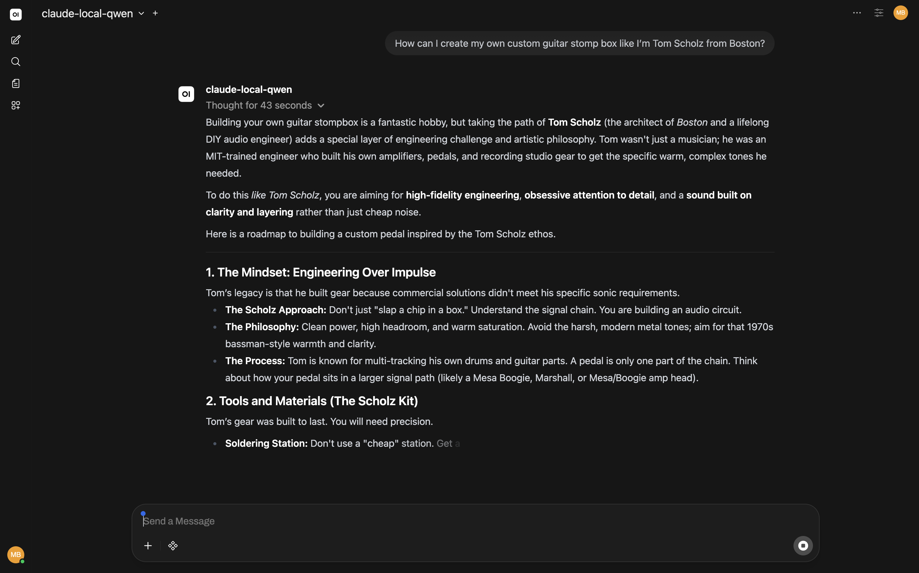 Open WebUI chat interface using a local LLM model