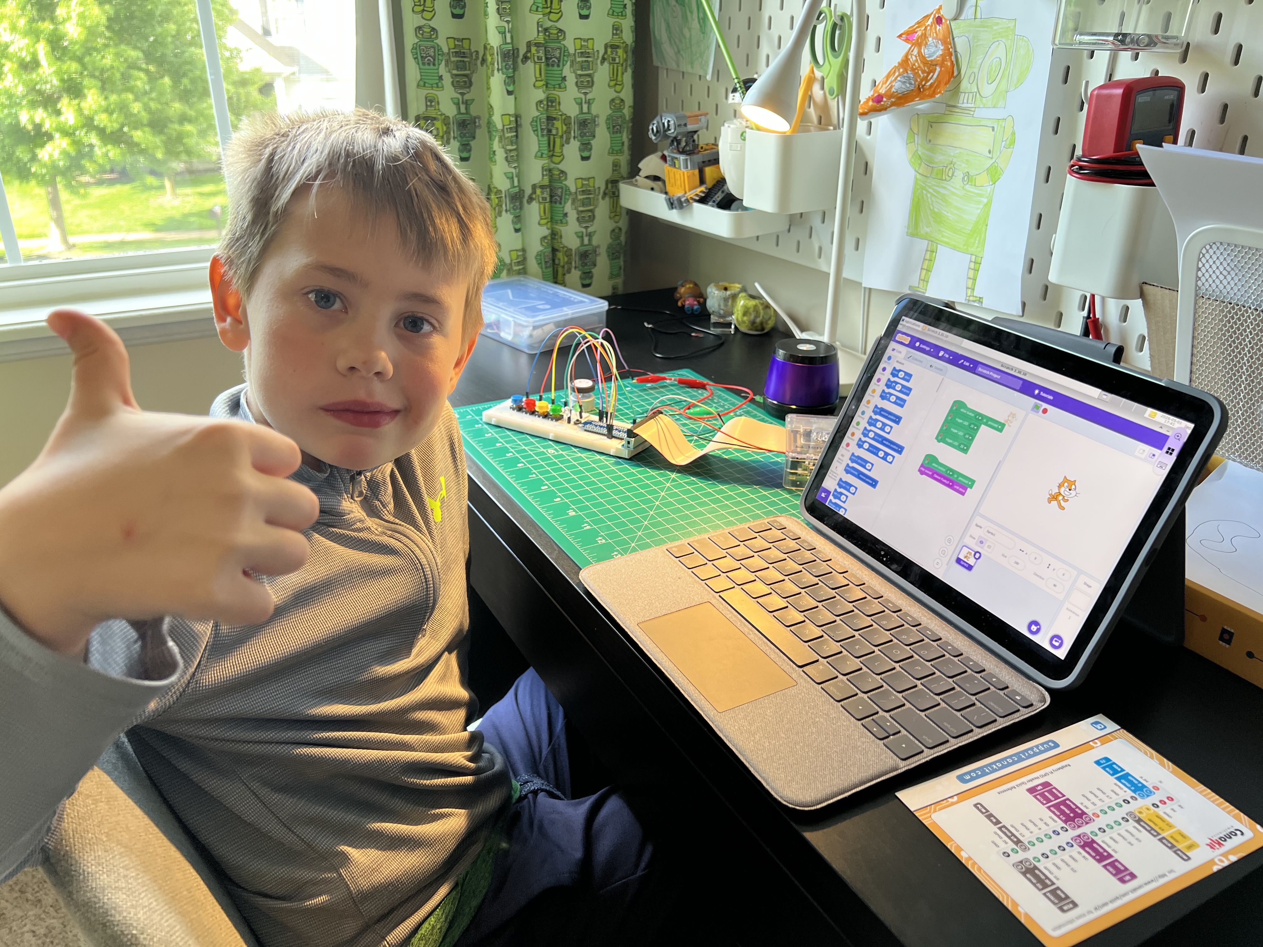 Leo with tinker pi on desk